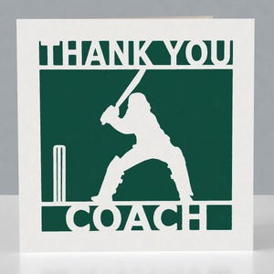 Dankeskarte für einen Cricket-Trainer - Grußkarte mit Papierschnitt