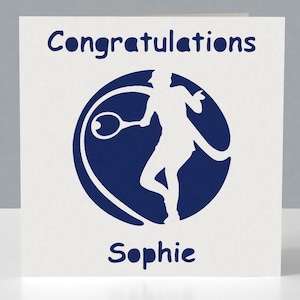 Carte de félicitations personnalisée pour le tennis féminin - Design Papercut