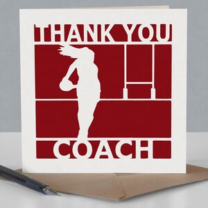 Carte de remerciement pour un entraîneur de rugby féminin - Conception Papercut image 5