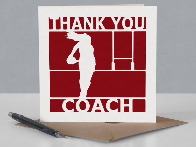 Carte de remerciement pour un entraîneur de rugby féminin - Conception Papercut image 5