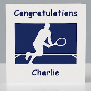 Carte de félicitations de tennis personnalisée - Design Papercut