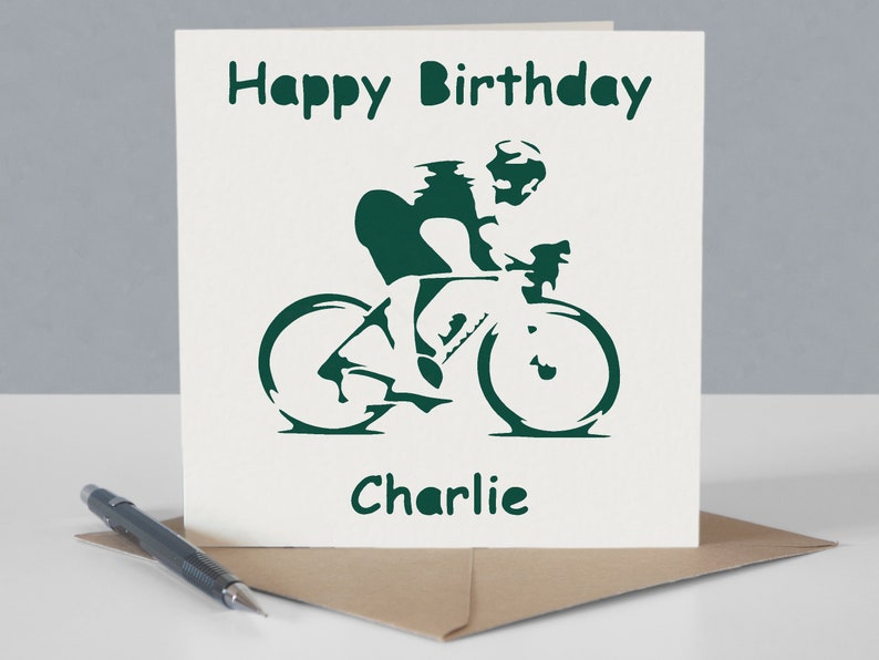 Carte d'anniversaire cycliste personnalisée pour cycliste ou fan de course cycliste image 5