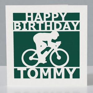 Carte d'anniversaire cycliste personnalisée pour cycliste - carte de voeux cycliste en papier découpé image 3
