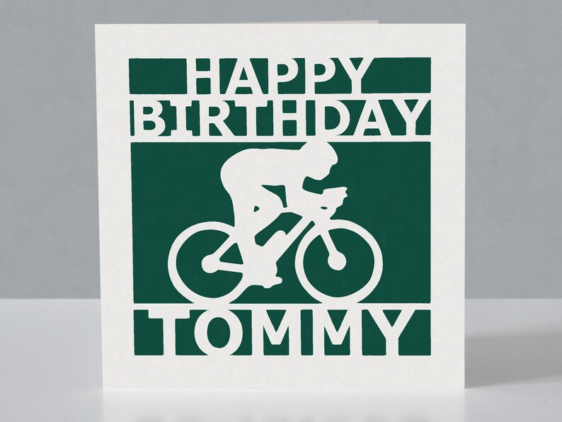 Carte d'anniversaire cycliste personnalisée pour cycliste - carte de voeux cycliste en papier découpé image 3