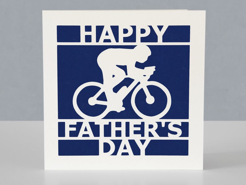 Carte de fête des pères pour un cycliste - papa fan de cyclisme - conception Papercut image 1