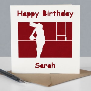 Carte d'anniversaire personnalisée pour joueuse de rugby ou fan de rugby - Carte de voeux rugby en papier découpé image 5