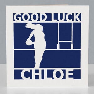 Carte porte-bonheur personnalisée rugby féminin - Design Papercut