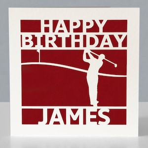 Carte d'anniversaire de golf personnalisée pour fan de golf - Carte de voeux de golf en papier découpée main image 3