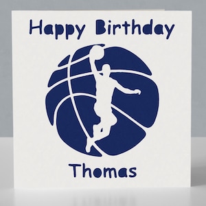 Carte d'anniversaire personnalisée pour fan de basket-ball - Carte de voeux découpée en papier faite main