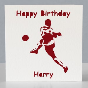 Carte d'anniversaire personnalisée pour footballeur ou fan de football - fan de football joueur de football - carte de voeux en papier découpé image 2