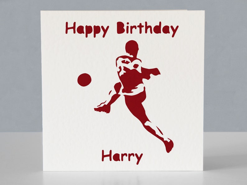 Carte d'anniversaire personnalisée pour footballeur ou fan de football - fan de football joueur de football - carte de voeux en papier découpé image 2