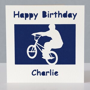 Carte d'anniversaire personnalisée pour fan de vélo BMX image 3