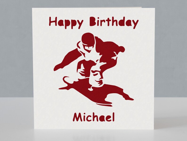 Carte d'anniversaire personnalisée de snowboarder - Carte de voeux de snowboard en papier découpé image 4