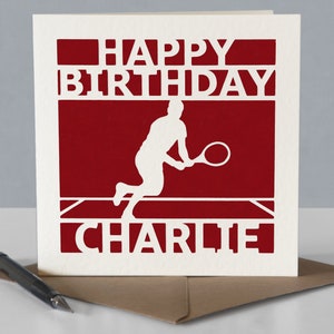 Carte d'anniversaire personnalisée pour joueur de tennis ou fan de tennis - Carte de voeux en papier découpé image 5