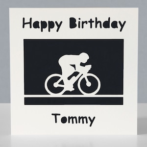 Gepersonaliseerde fietsverjaardagskaart voor fietsfan