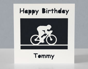 Personalised cyclist birthday card for cycling fan
