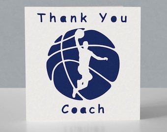 Carte de remerciement pour un entraîneur de basket-ball - Conception Papercut
