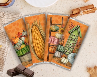 Teacher Appreciation Gifts, Thanksgiving Chocolate Bar Wrapper, Friendsgiving Party Favor, Classroom Thanksgiving Treats, Fall Hostess Gift