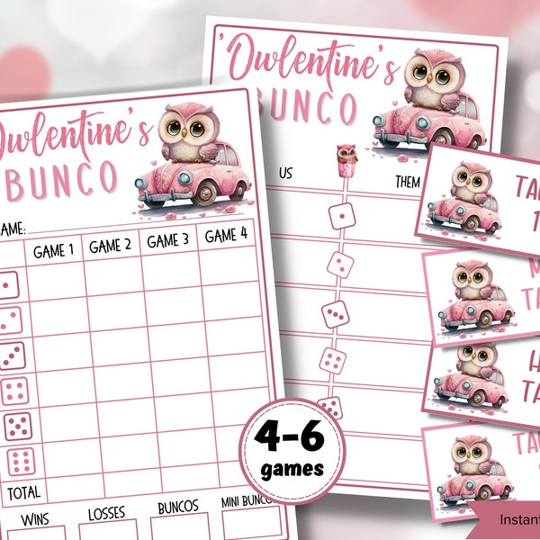 February Bunco Cards I Love Bunco Score Sheet Template | Pink And Red Printable Bunco | Valentines Printable Bunco | Printable Bunco Set I