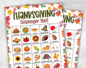 Thanksgiving Scavenger Hunt for Kids, Outdoor Thanksgiving Scavenger Hunt, Fun Family Activity, Fall Outdoor Treasure Hunt, Printable Game