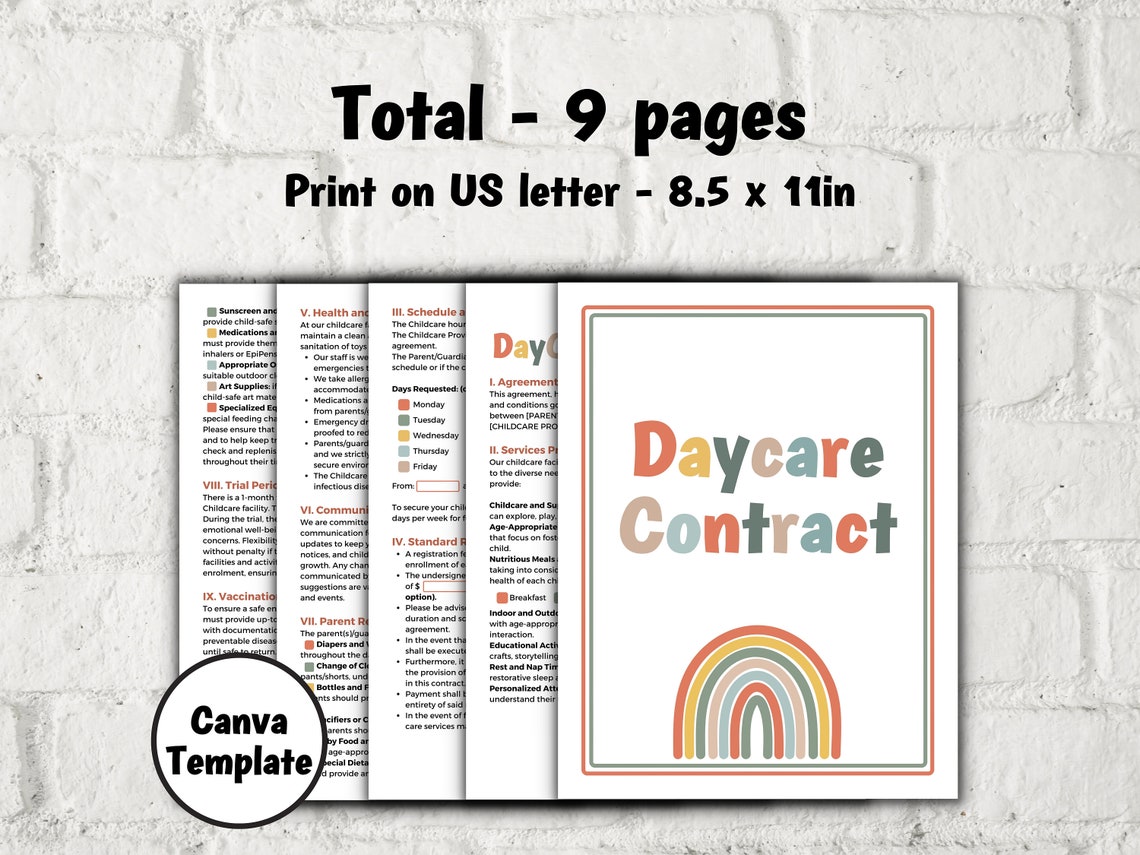 Editable Daycare Contract Home Daycare Contract Daycare Etsy Canada Editable Daycare Contract Home Daycare Contract Daycare Etsy Canada
