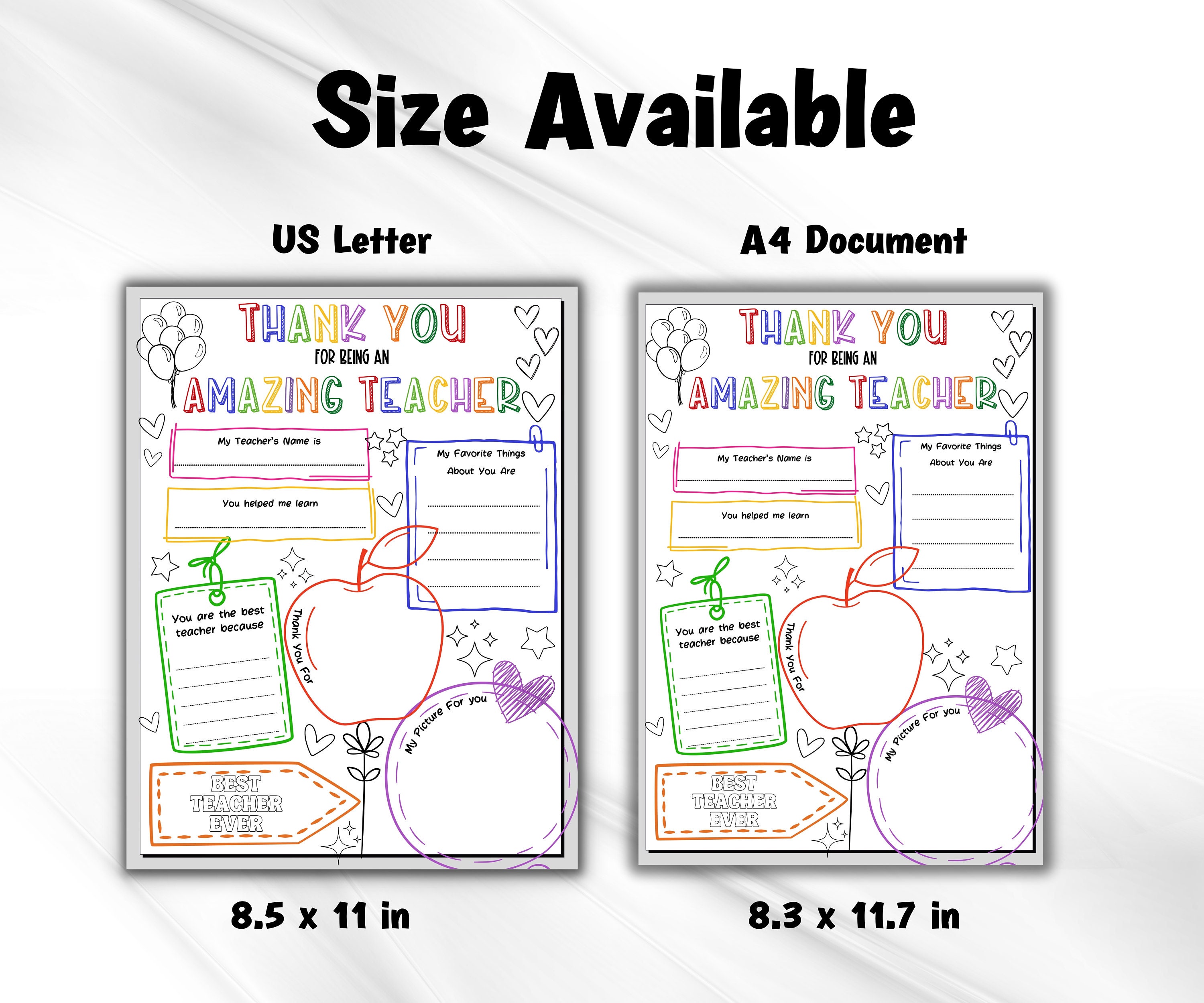 Printable Teacher Appreciation Week | Printable All About My Teacher ...