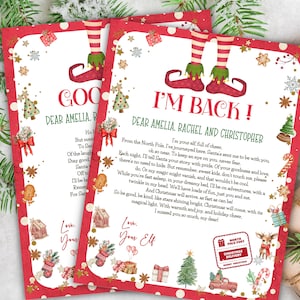 Pés de elfo editáveis, carta de chegada, carta de retorno, duende de natal, estou de volta, elfo bem-vindo, duende de natal, carta do seu elfo para impressão