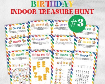 Búsqueda del tesoro en interiores para cumpleaños de preadolescentes, actividad de celebración grupal, rompecabezas para preadolescentes, juego de búsqueda del tesoro en interiores, fiesta de cumpleaños para niñas y niños, concurso