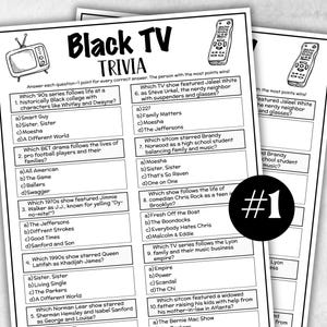 Schwarze TV Sitcom Trivia Party Spiel, Schwarze Kultur Quiz, TV Sicoms, Afroamerikanische Spiele, Schwarze Geschichte, Sommer Eisbrecher Fragen, Party