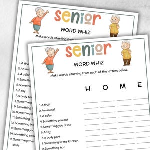 Senior Word Whiz Game, Family Game Night, Dementia Activity, Retirement Games, Senior Citizens, Nursing Home Game, Senior Living Party game