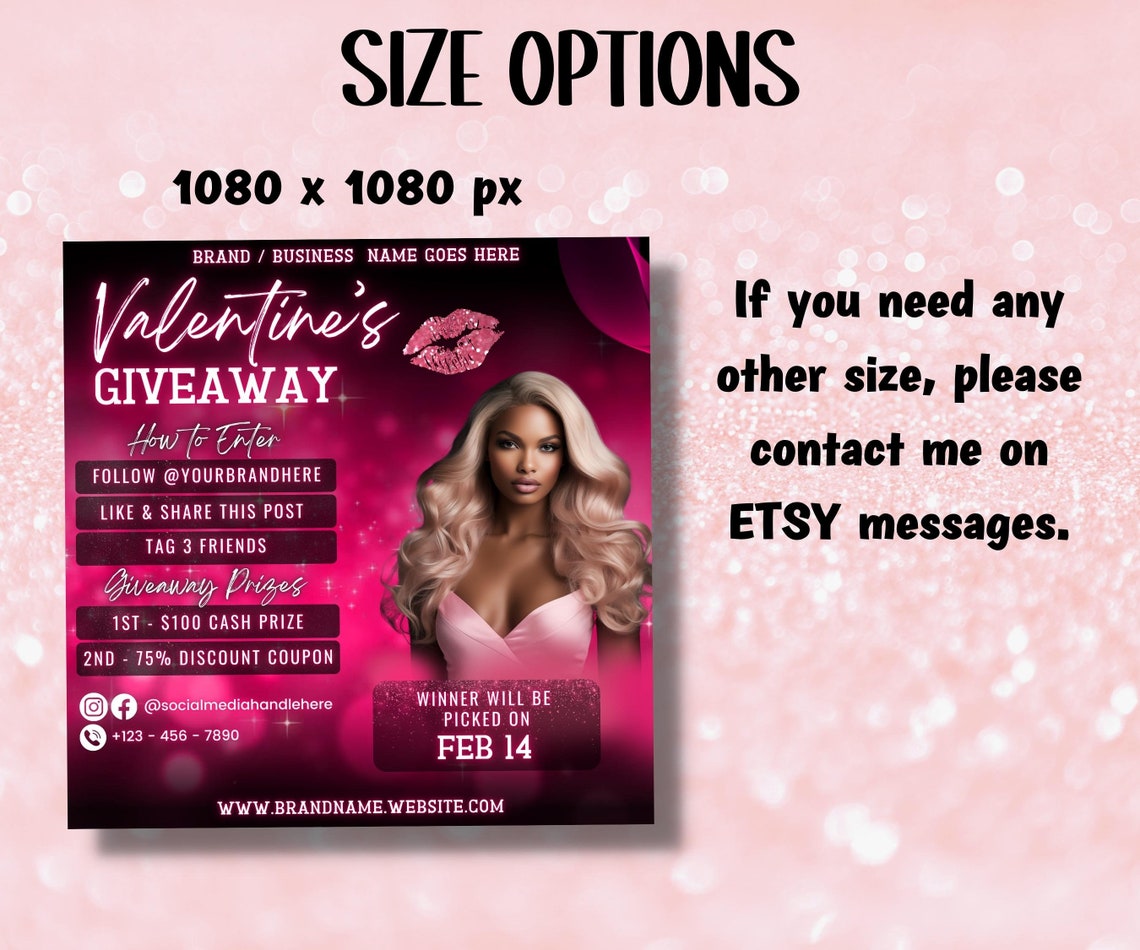 Valinetines Raffle Poster Enter to Win | Raffle Flyer | Valentines Day Prize I Valentines ...