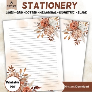 Papelería floral personalizada, bloc de cartas navideñas, conjunto estacionario forrado sin forro y en blanco, carta de gratitud de acción de gracias, nota de agradecimiento