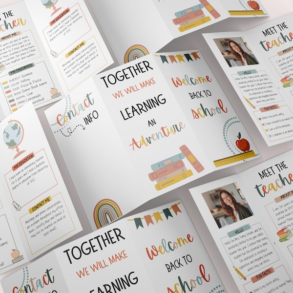Meet The Teacher editable I  I Meet the teacher trifold brochure I Editable Template I Teacher Bundle I Canva Template I Open house template