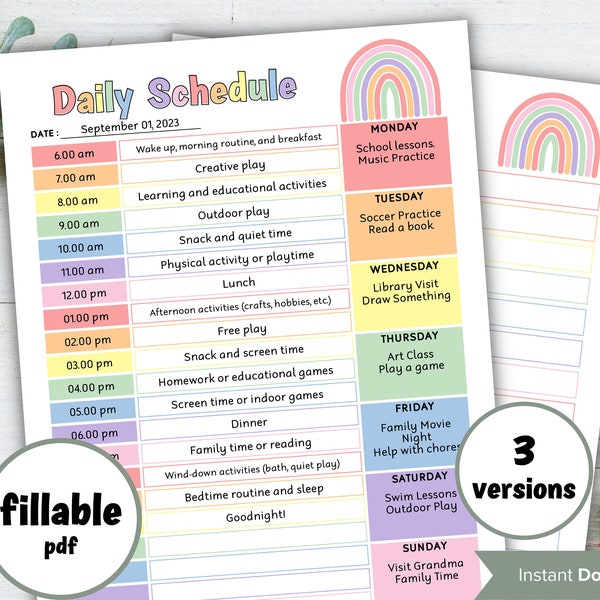 Home Daycare Editable Checklist  |  Summer Schedule Printable I Daily Schedule For Kids I Daily Routine Chart I Daycare Template