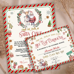 Nice List Certificate | Letter From The North Pole | Editable Letter From Santa | Reindeer Food | Personalized Santa Letter | Gift For Kids