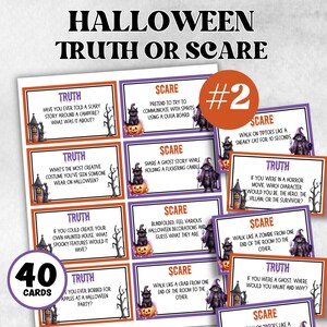 Halloween Truth Or Scare Party Game, Halloween Activities, Family Teen Tween, Truth or Dare cards, Halloween Card Game, Family Game Night