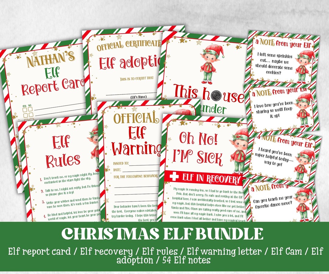 Editable Elf Report Card, Elf Adoption Certificate, Christmas Elf Cam ...