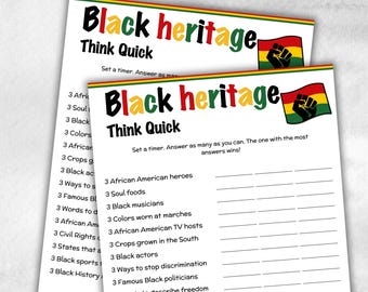 Indépendance des Noirs Réfléchissez vite, journée de la liberté, jeux brise-glace, jeux noirs pour adultes, jeux journée de la liberté, jeux du patrimoine africain