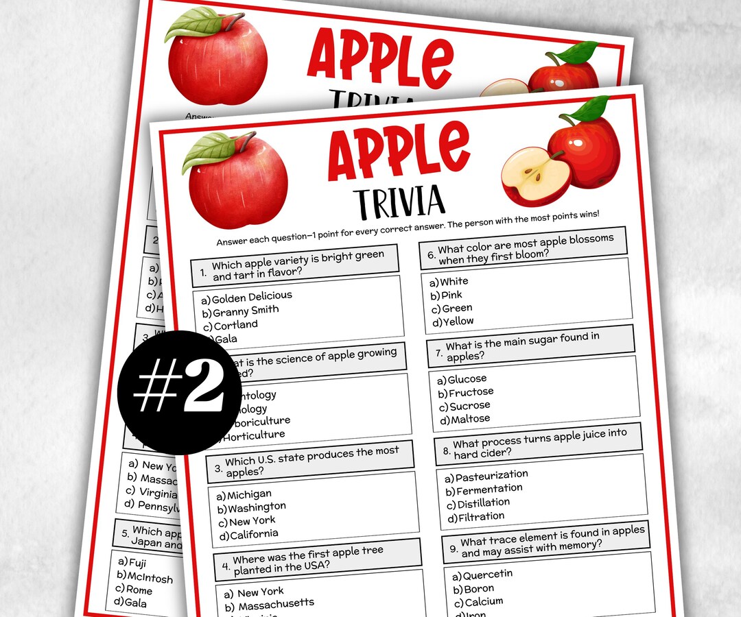 Apple Trivia Game, Fall Trivia Game, Thanksgiving, Apple Baby Shower ...