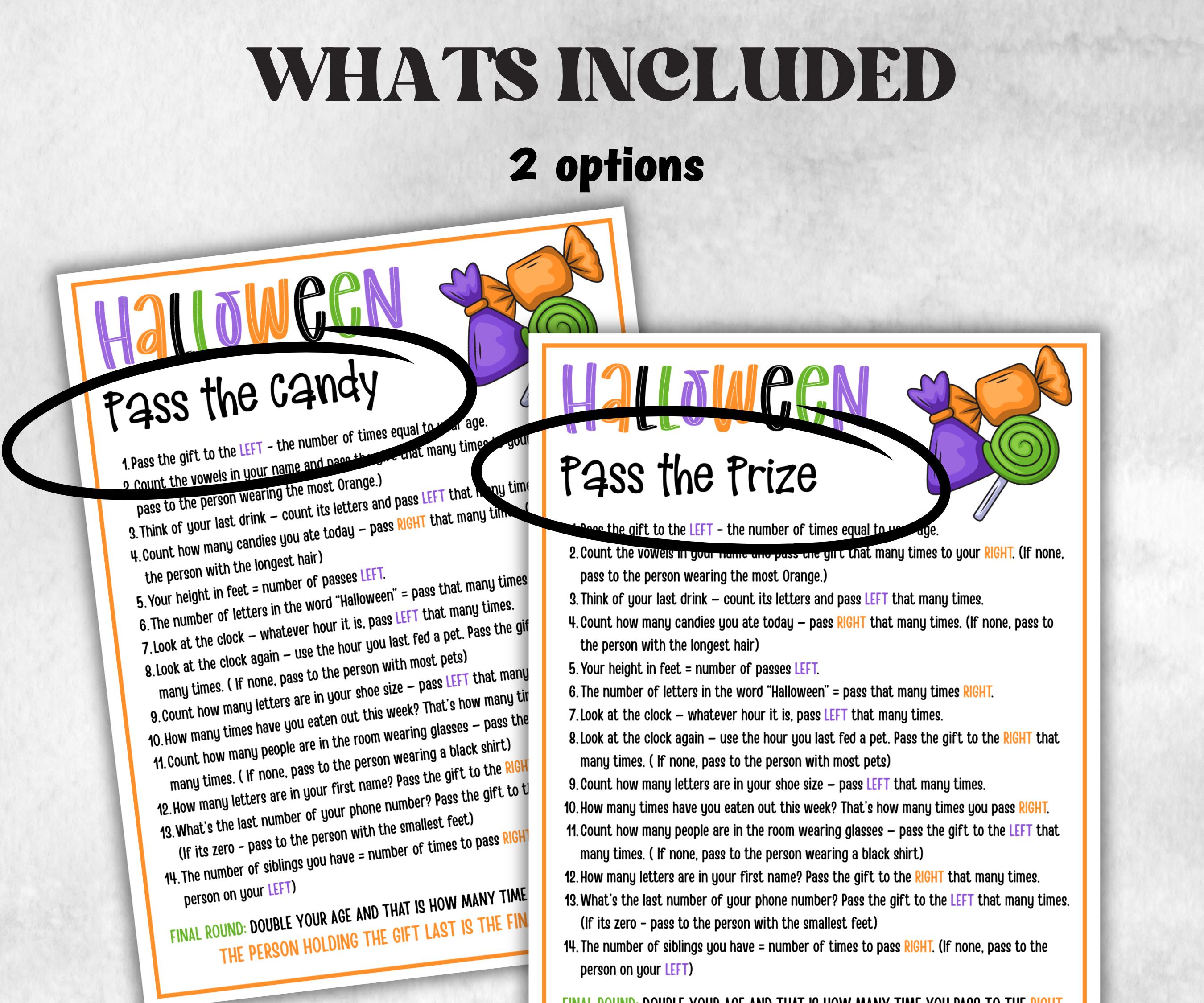 Pass the Candy Halloween Game, Left Right Game, Halloween Candy Game ...