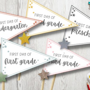 Pennant Flag, First day of school flag, 1st day of school pennant flag, back to school flag, kindergarten  flag, first day flag, printable