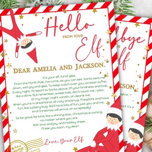 Elf Is back Letter from Elf pack, elf arrival letter, elf return letter, elf goodbye letter, From the desk of Santa Claus, Canva