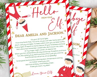 Elf Is back Letter from Elf pack, elf arrival letter, elf return letter, elf goodbye letter, From the desk of Santa Claus, Canva