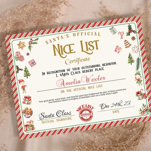 Carta de Papá Noel, Papá Noel personalizado, Certificado de Papá Noel, Lista de buenos amigos de Papá Noel, Carta de Navidad, Plantilla editable, Desde el escritorio de, Navidad