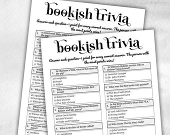 Book Club Trivia, Book club hosting, Bookworm meeting, bookstagram theme party, coversation starters, trivia challenge, themed party game