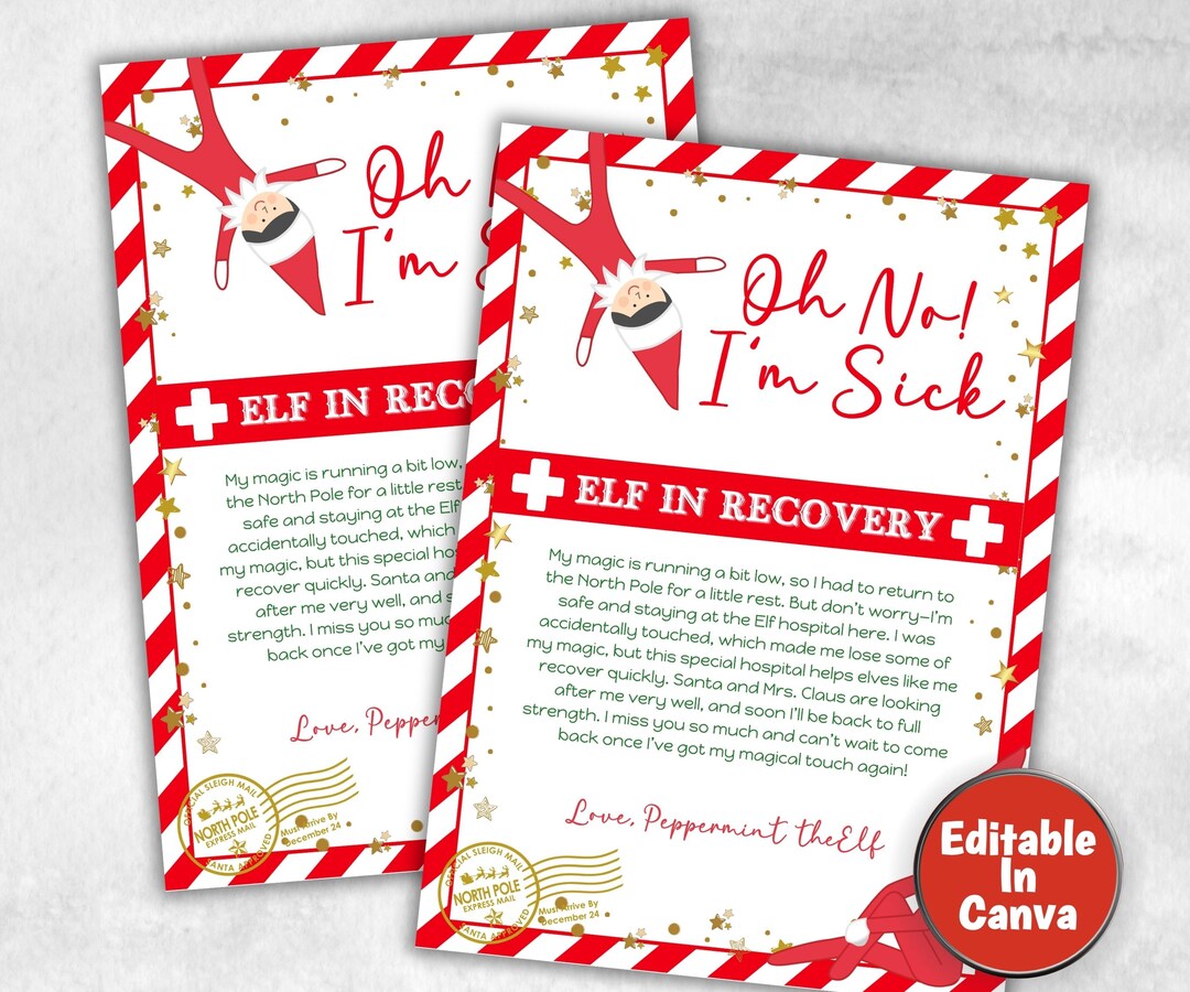 Don’t Touch the Elf, Editable Elf Recovery Letter, Oh No I’m Sick ...