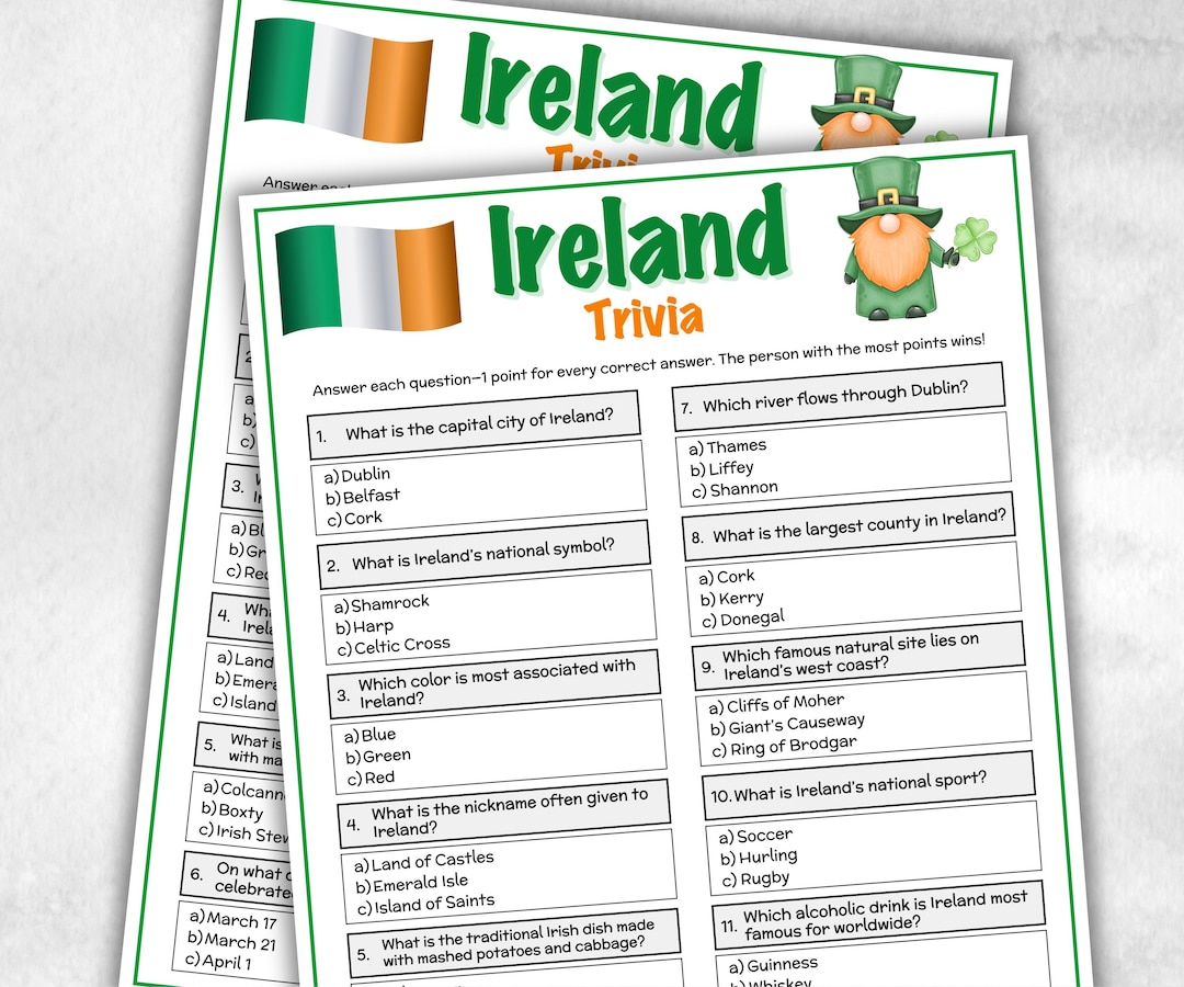 Ireland Trivia, Patricks Activity, Irish Party, St Paddys Day ...
