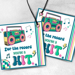Retro Music Appreciation Treat Tag, End Of Year Snack Tag, Appreciation Treat Tag, Thank You scoop Tag, Volunteer Thank You tag