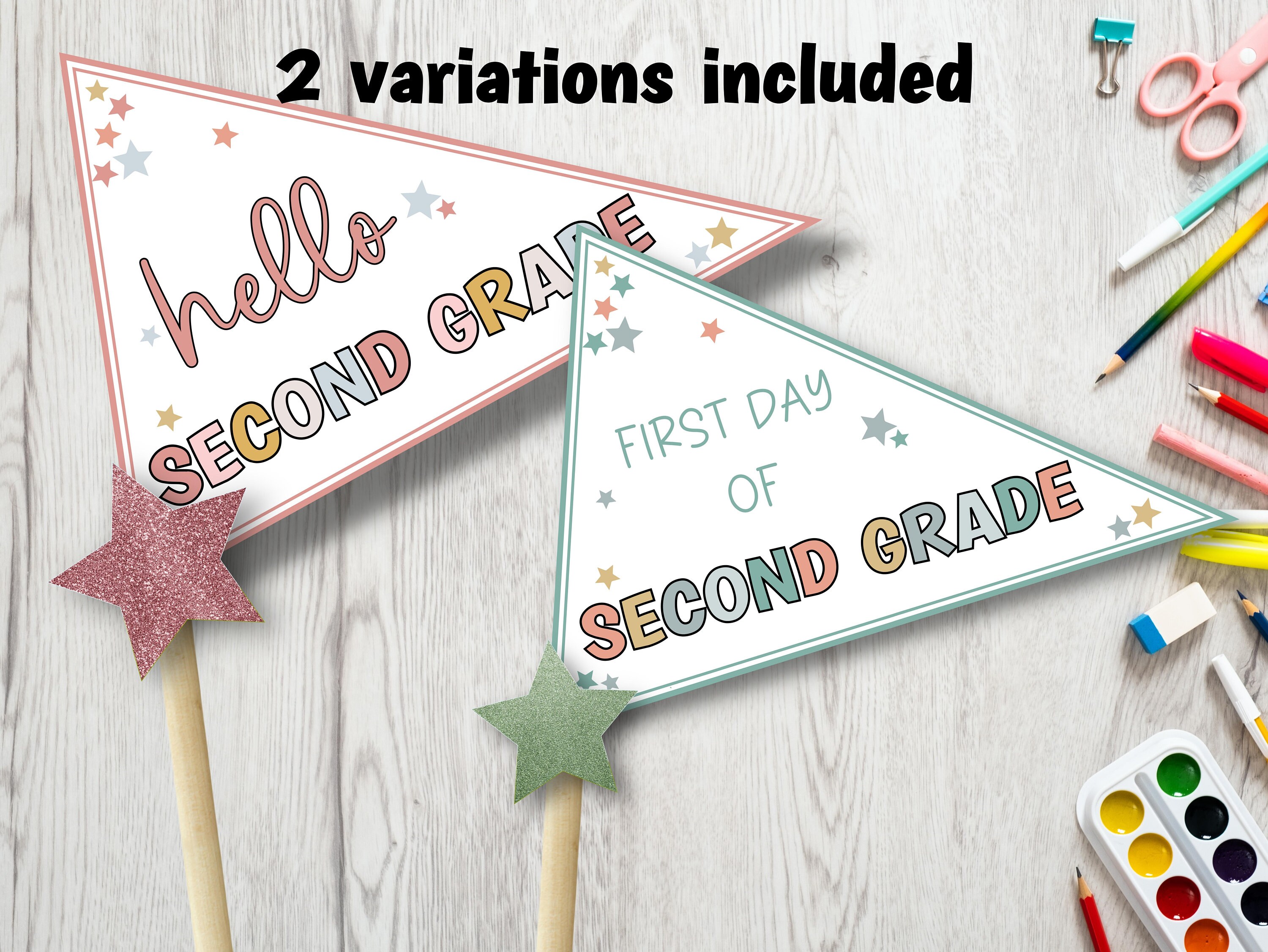 thumbnail image 2 of First Day Of 1st School Pennant Flag, Back To School Printable Sign 2 of 13