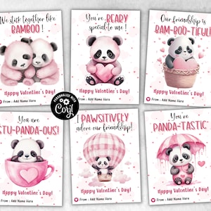 Tarjeta del día de San Valentín del panda, San Valentín para niños, Tarjetas de San Valentín imprimibles, Tarjeta de aniversario, San Valentín en el aula, Tarjeta del día de San Valentín